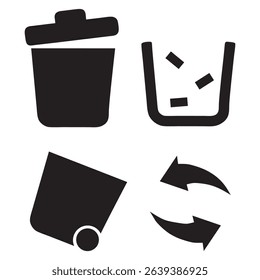 trash icon set design. recycling. trash can