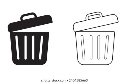 Trash icon set. Dustbin vector.  Recycle bin icon. Trash icon vector. Delete icon vector. Trace symbol for your web site design, logo, app, UI design. Vector illustration.
