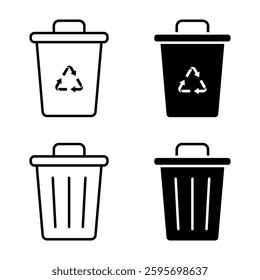 Trash icon set. Flat illustration of icons on a white background