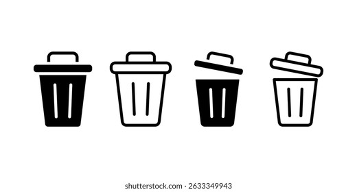 Trash icon set. flat illustration of vector icon on white background