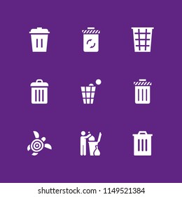 trash icon set. garbage can, turtle and garbage vector icon for graphic design and web