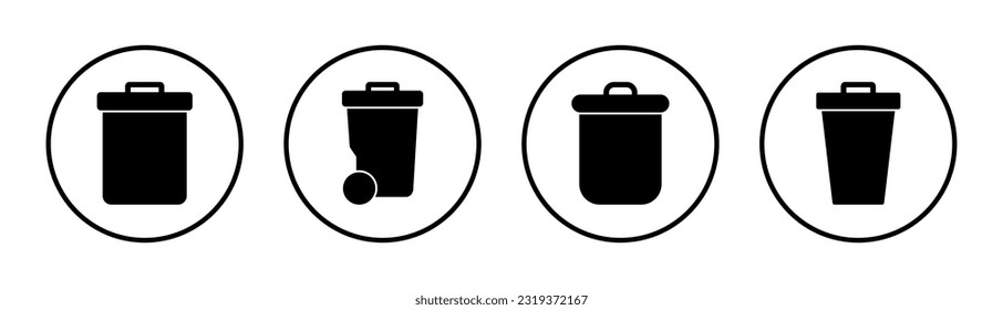 Ilustración del conjunto de iconos de la barra diagonal. icono de la papelera. signo y símbolo de eliminación.