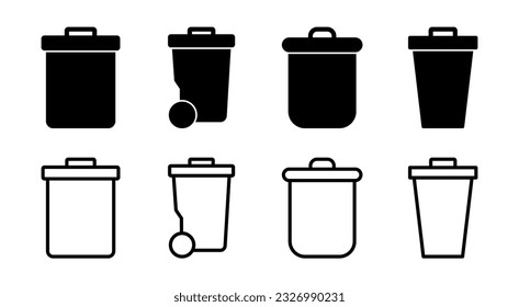 Trash icon set illustration. trash can icon. delete sign and symbol.