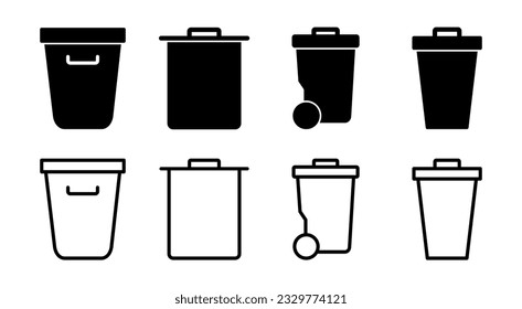 Trash icon set illustration. trash can icon. delete sign and symbol.