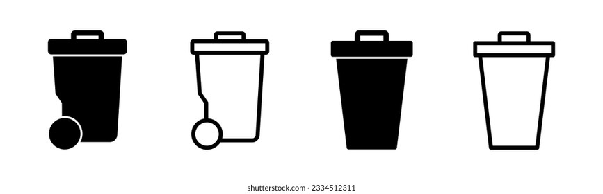 Ilustración del conjunto de iconos de la barra diagonal. icono de la papelera. signo y símbolo de eliminación.