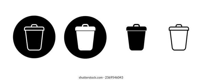 Ilustración del conjunto de iconos de la barra diagonal. icono de la papelera. signo y símbolo de eliminación.
