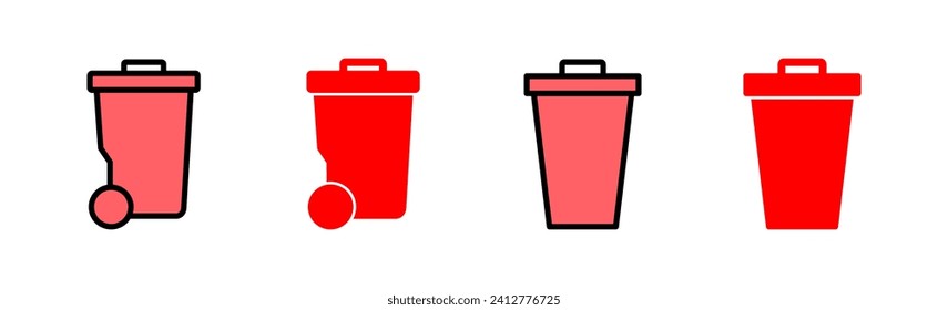 Ilustración del conjunto de iconos de la barra diagonal. icono de la papelera. signo y símbolo de eliminación.