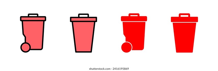 Abfallsymbol festgelegt Illustration. Müll kann Symbol werden. Zeichen und Symbol löschen.
