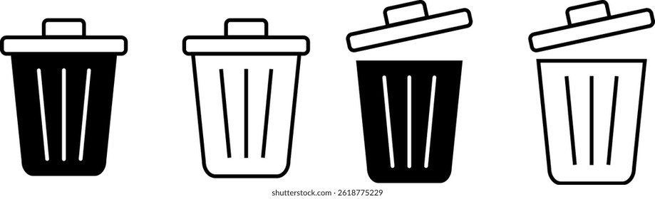 Trash icon set. Rubbish can icons. delete sign. Bin icon symbol