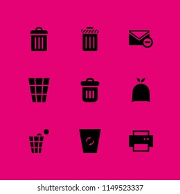 trash icon set. shredder, delete email and garbage vector icon for graphic design and web