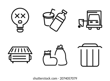 trash icon set, simple and editable stroke