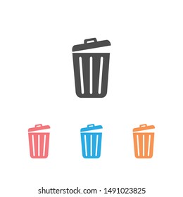 Trash icon set trendy flat design. Vector