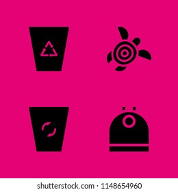 trash icon set. turtle and recycling bin vector icon for graphic design and web