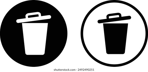 Trash icon set in two styles isolated on white background . Trash bin icon . Garbage bin icon vector