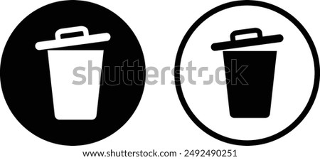 Trash icon set in two styles isolated on white background . Trash bin icon . Garbage bin icon vector