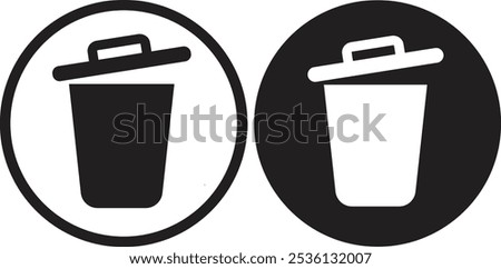 Trash icon set in two styles, on white background . black and white Trash bin. Garbage bin icon. vector

