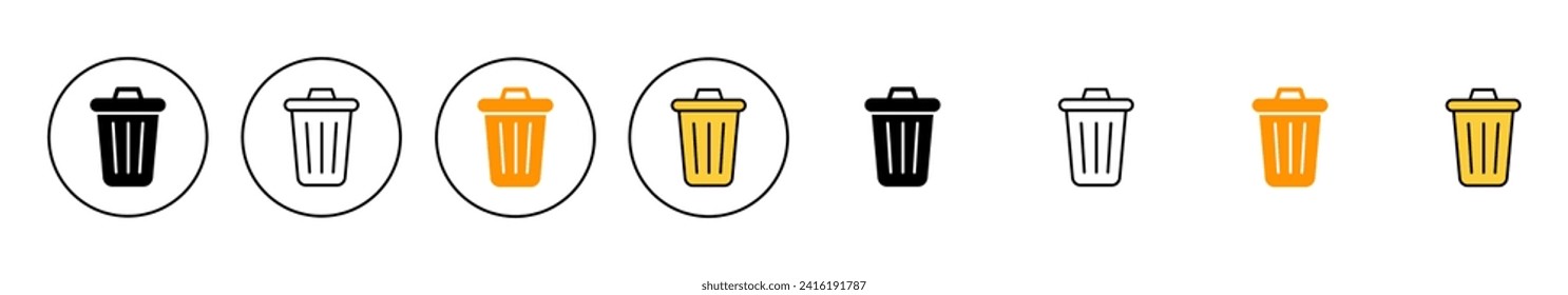 Vector de conjunto de iconos de la barra diagonal. icono de la papelera. signo y símbolo de eliminación.