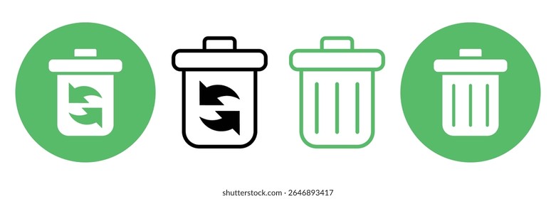 Trash icon set. Vector illustration.