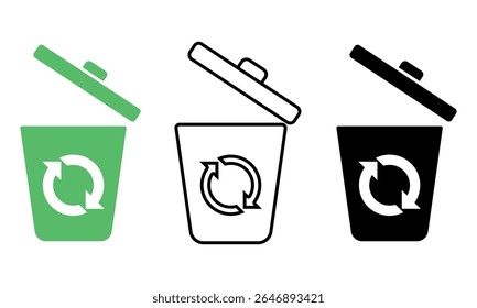 Trash icon set. Vector illustration.