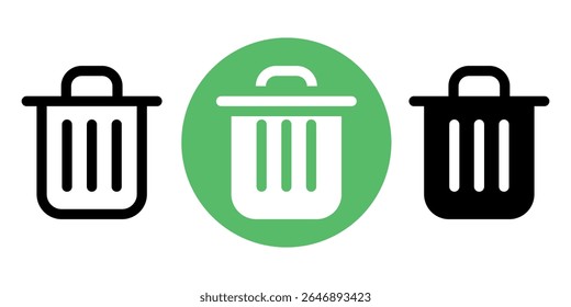 Trash icon set. Vector illustration.