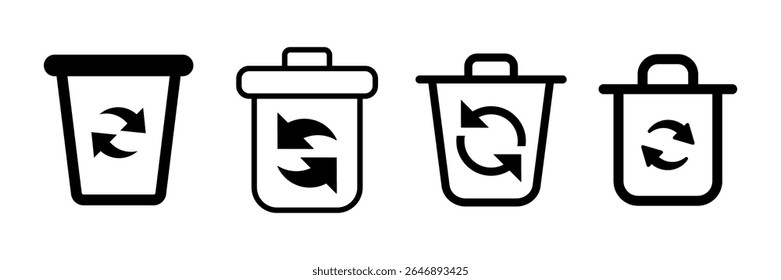 Conjunto de ícones de lixo. Ilustração vetorial.