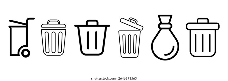 Trash icon set. Vector illustration.