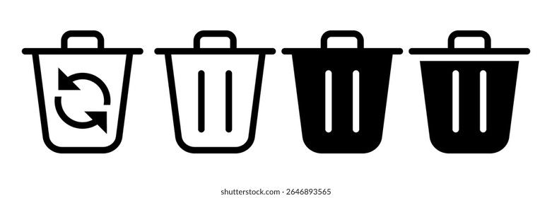 Trash icon set. Vector illustration.