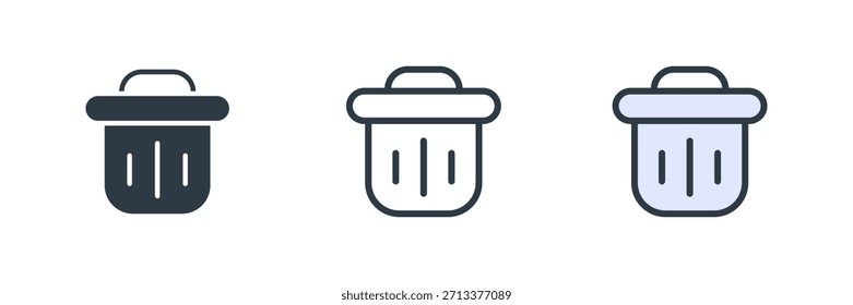 trash icon set vector illustration. line, glyph, color symbol isolated on white background