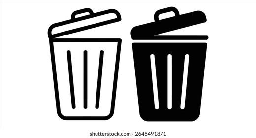 Conjunto de iconos de basura silueta de Vector sobre fondo blanco.
