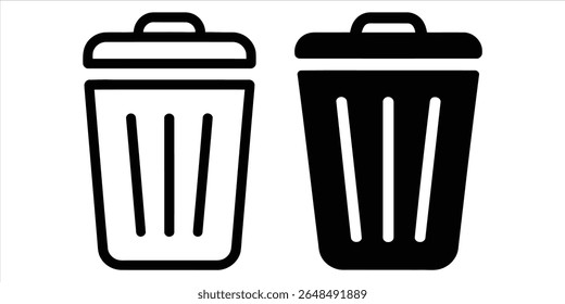 trash icon set vector silhouette on white backgorund.