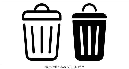 Conjunto de iconos de basura silueta de Vector sobre fondo blanco.