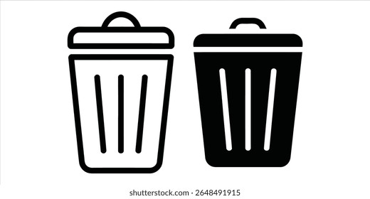 trash icon set vector silhouette on white backgorund.