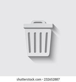 Trash icon with shadow on a grey background