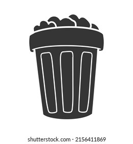 Trash Icon Silhouette Illustration. Paper Bin Vector Graphic Pictogram Symbol Clip Art. Doodle Sketch Black Sign.