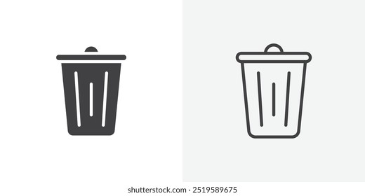 Trash icon. solid filled and stroke thin line style eps 10