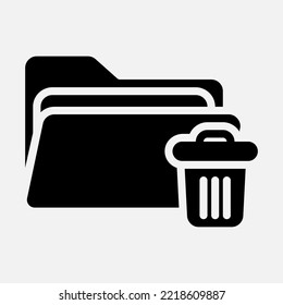 Trash icon in solid style about folders, use for website mobile app presentation