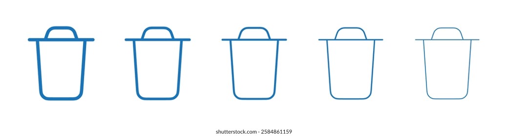 Trash icon Symbol collection thin outline set