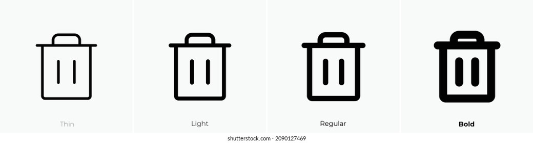 trash icon. Thin, Light Regular And Bold style design isolated on white background