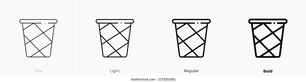 trash icon. Thin, Light Regular And Bold style design isolated on white background