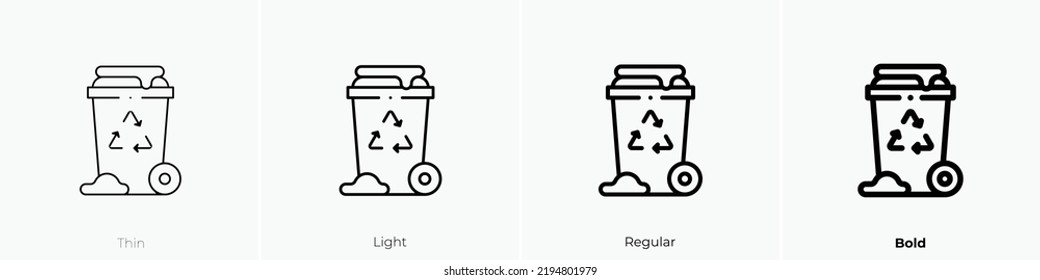 Müllsymbol. Thin, hellrosa und feines Design einzeln auf weißem Hintergrund