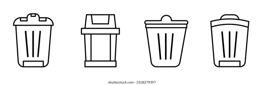 Trash icon. Trash thin line icon collection. Stock vector.