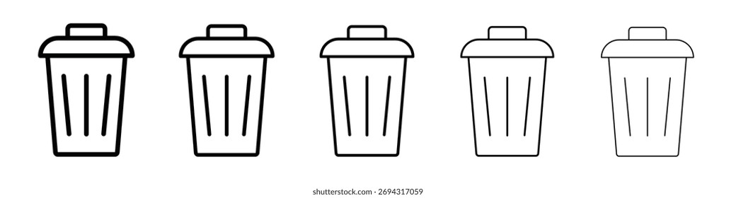 Ícone Lixo. Coleção de ícones de linha fina para interface do usuário da Web.