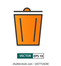 Trash icon vector. Colour style. Isolated on white background. Vector Illustration EPS 10