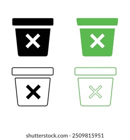 Trash icon vector, delete sign and symbol, trash can icon. Vector Set of Garbage Icons with White Background - Vector