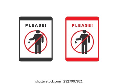 Trash icon vector design red color, icon board people are prohibited from littering