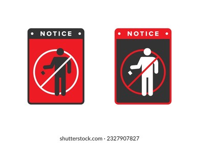 Trash icon vector design red color, icon board people are prohibited from littering