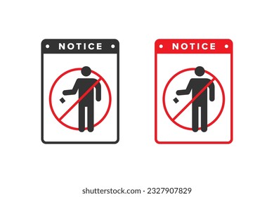 Icono de basura diseño de vectores color rojo, personas de los tablones de iconos están prohibidas de ensuciar