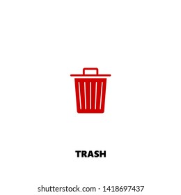 trash icon. trash vector design. sign design. red color