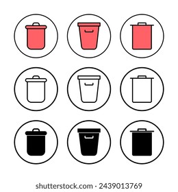 Ilustración vectorial de icono de papelera. icono de papelera. eliminar signo y símbolo.
