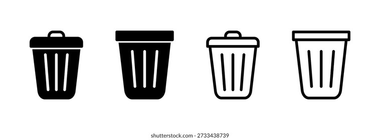 Ilustração vetorial do ícone do lixo. ícone da lata de lixo. excluir sinal e símbolo.